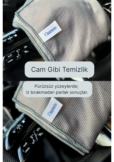 Lucid Mikrofiber Araba Cam Bezi 40x40 Cm Gri, İz Bırakmaz Cam Silme Ve Kurulama Bezi