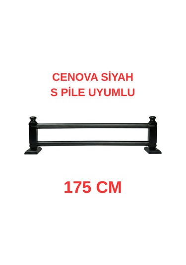 Cenova S Pile Ve Perde Düğmesi Uyumlu Çetray Çift Raylı Modern Ahşap Rustik Siyah 175 Cm Siyah