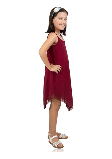 Çağla Şile Bezi Kız Çocuk Elbise Bordo Brd