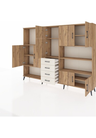 Arges Dolap 9 Raflı 4 Çekmeceli 8 Kapaklı 220x30x163 Çam-çam/ayta Çam-çam/aytaşı