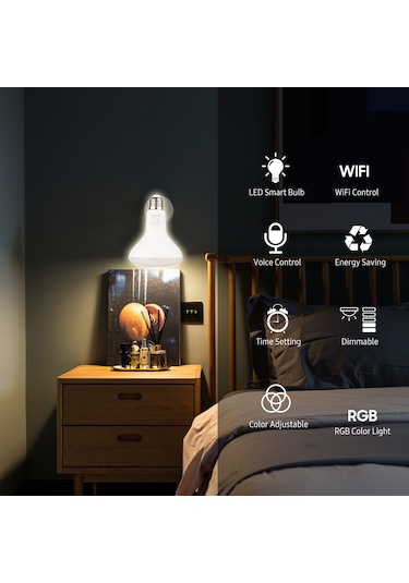 Qingmipy Akıllı Led Ampul: Wifi, Uygulama Ve Ses Kontrolü İle Renk Değiştirme, Parlaklık Ayarı, Zamanlama E27, 13w