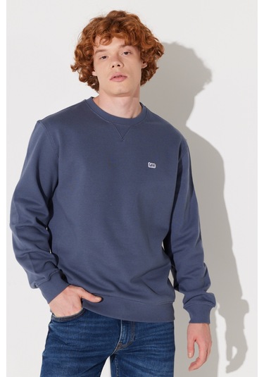 Regular Fit Normal Kesim %100 Pamuk Bisiklet Yaka İçi Polarlı İndigo Sweatshirt L81IRY315 İndigo
