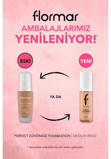 Flormar Perfect Coverage Yoğun Kapatıcı Su Bazlı Fondöten (Sıcak Alt Ton) -113 Medium Beige -8682536058308