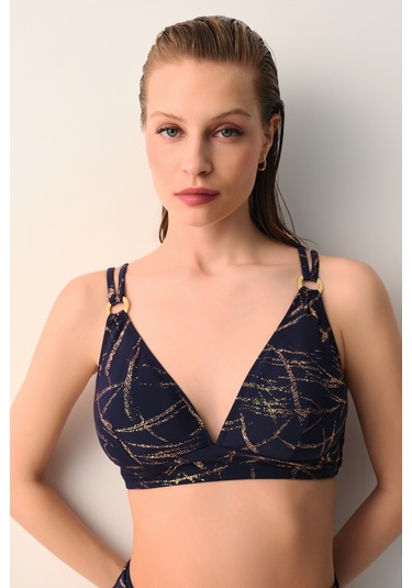 Suwen Glace Üçgen Bikini Üst Sb2622013811381 Lacivert