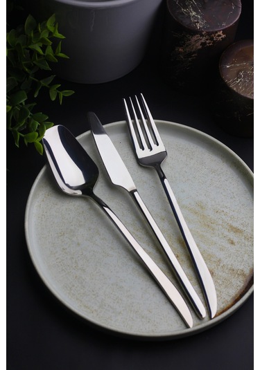 Nirvana 6 Kişilik 18 Parça Yemek Çatal Kaşık Bıçak Takımı Metal