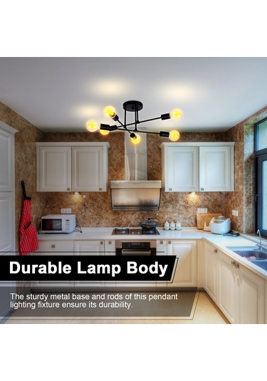 Neoglint Tavan Lambası 6 Işıklı Modern Metal Avize Siyah Siyah