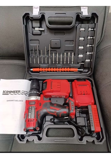 Kimmer Plus 12v 1.5 Ah Metal Şanzıman Çift Akülü Şarjlı 24 Parça Akülü Vidalama Matkap
