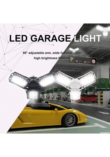 Neevoyu Led Garaj Lambası 144 Led 8000 Lumen 6500k, Ayarlanabilir Işık Yönü, Kablosuz, 85-265v, Yeşil Abs Malzeme, Modern Siyah Siyah