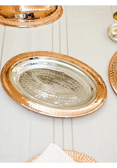 Moda Bakır Bakır Kayık Tabak 30 Cm Bakır