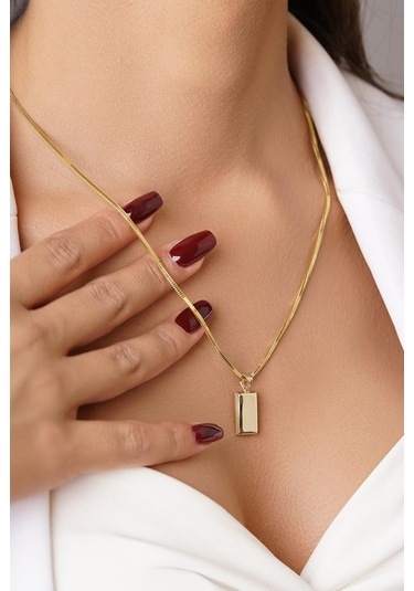 14 Ayar Altın Külçeli Küp Zincir Kolye Sarı Altın