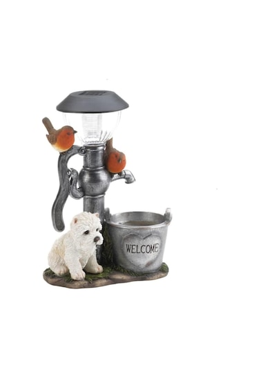 Güneş Enerjili Işıklı Tırmanan Köpek Bahçe Heykeli, Dış Mekan Reçinesi