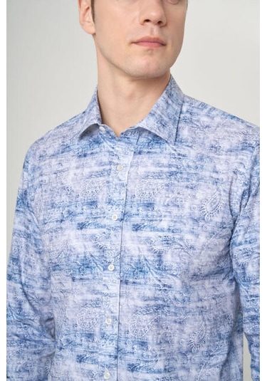 Bisse Erkek Slim Fit Uzun Kollu Spor Gömlek Mavi Gm22y221038 K35 Mavi