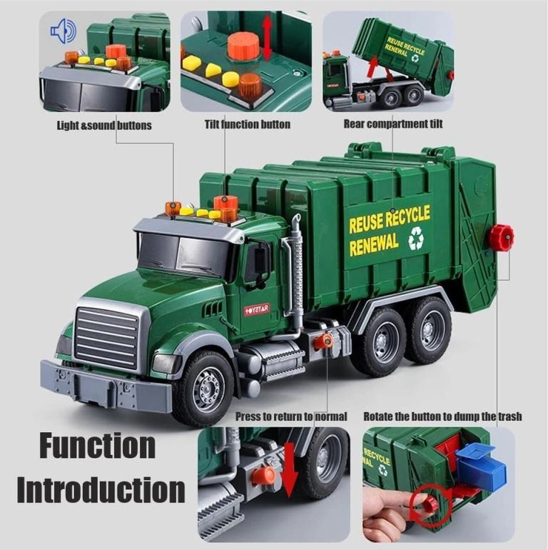 Pilli Işıklı Sesli Amerikan Tipi Oyuncak Çöp Kamyonu