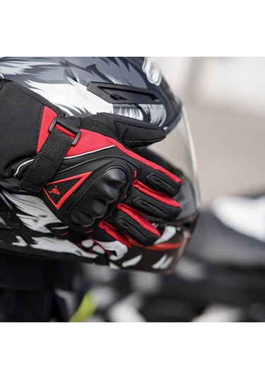 Xindoker Kış Motosiklet Eldiveni, Gece Yansıtıcı, Dokunmatik Ekran Uyumlu, Su Geçirmez, Soğuk Hava İçin Kırmızı-m