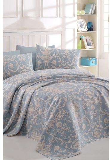 Enlora Home Pike Seti Baskılı Tek Kişilik Tuval Mavi