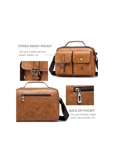Weıxıer 9558 Büyük Kapasiteli Erkek Çantası Retro Omuz Çantası Koyu Kahverengi
