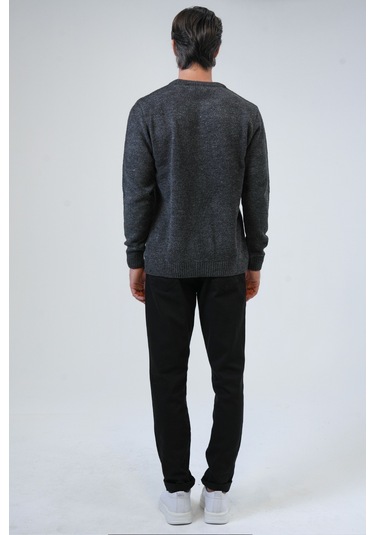 Antrasit Regular Fit Bisiklet Yaka Triko Kazak-antrasit Antrasit