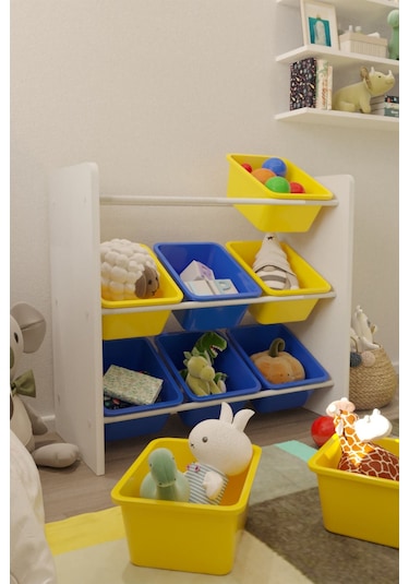 9 Sepetli Çok Amaçlı Oyuncak Dolabı Montessori Dolap