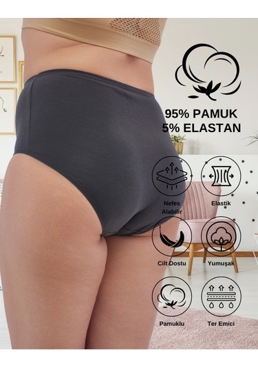 Alya Underwear Kadın Büyük Beden Külot Battal Full Brief, Yüksek Bel 5xl, 6xl, 7xl 5 Farklı Renk 1 Pakette P09