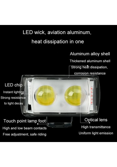 Motosiklet Led Spot Harici Mini Lens Yüksek Parlaklık Flaş Far Sürüş Sis Lambaları 2 Lens