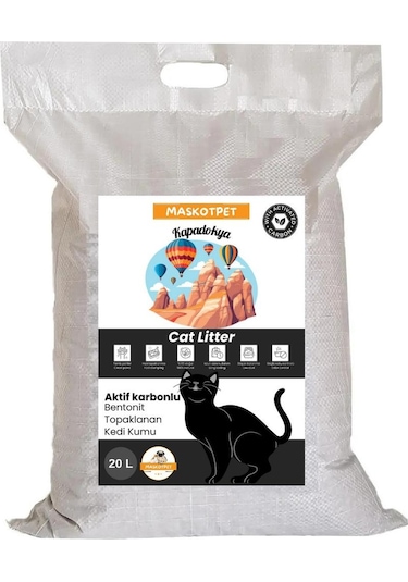 Maskotpet Kapadokya Aktif Karbonlu Bentonit Kedi Kumu 20 L
