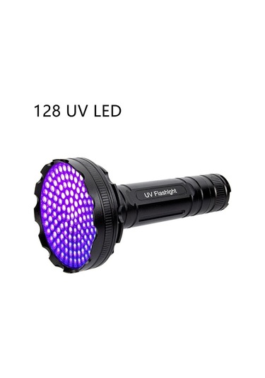 128 Led UV Mor işik Fener Sah-Te Para Bakteri Ultraviyole İdrar Siyah