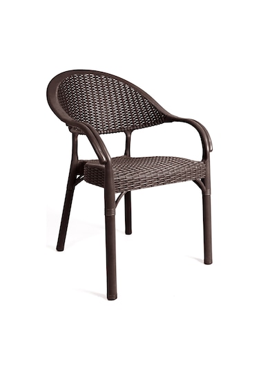 Bahex Bambu 4lü Set Rattan Kollu Bahçe Sandalye Koltuk 4ad Kahve Kahverengi