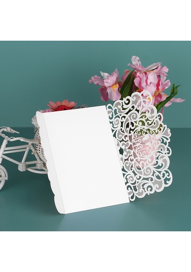 Mufunye 20 Adet/takım Düğün Davetiye Kartı Kapağı İnci Kağıt Lazer Kesim Kuş Desenli Davetiye Kartları Düğün Yıldönümü Malzemeleri--beyaz