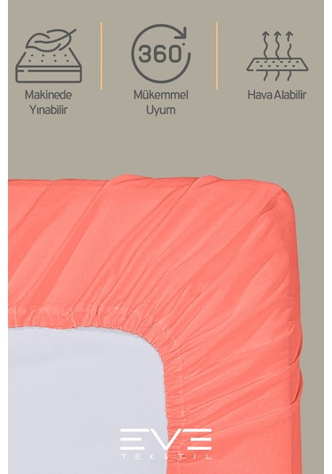 Eve Tekstil %100 Doğal Pamuk Tek Kişilik Rainforce Kumaş Lastikli Çarşaf Ve Yastık Kılıf Set Yavruağzı