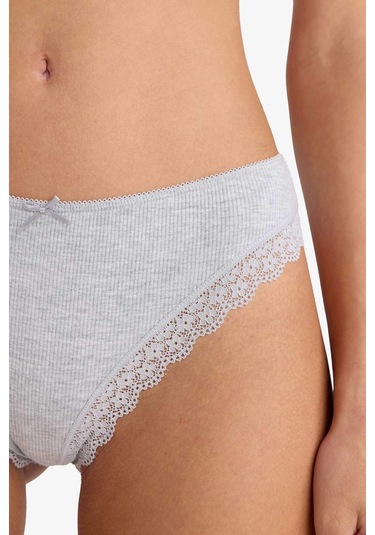 Defacto Dantel Detaylı Ribana 3'lü Brazilian Külot-fall İn Love D8672AX25AUGR93 Gri