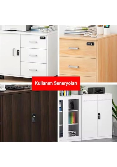 Powermaster Pm-26731 4 Haneli Şifreli Ve Anahtarlı Mekanik Siyah Çekmece Dolap Kilidi Sol