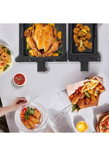 Xurunkeji Air Fryer Tepsisi Air Fryer Liner Sepeti Yeniden Kullanılabilir Fırın Tepsisi Yapışmaz Pizza Fırın Tepsisi B Gri