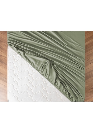 Ciel Çift Kişilik %100 Pamuk Lastikli Saten Çarşaf - Haki 8684427179673 Çok Renkli