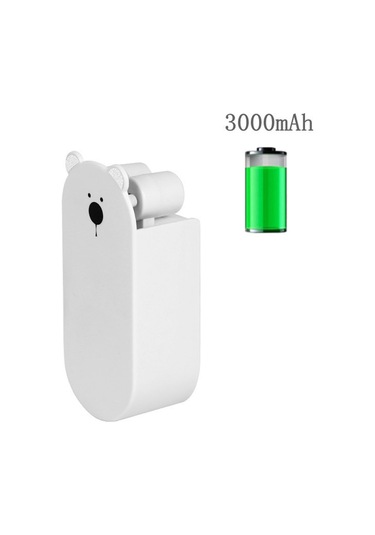 Honmex Beyaz Plastik Elden Tutulan Çift Lale Fan - 3 Hızlı, Fırlatılabilir, Mobil Şarjlı, Sessiz Vantilatör 140x55x42mm