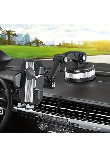 Primepickings Siyah Retraktıl Ve Ayarlanabilir Araç Için Mobil Telefon Tutucu Çok Fonksiyonlu Navigasyon Emme Kupası Tipi Kamyon Braketi