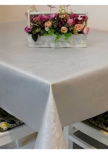 Elyaflı Pvc Muşamba - Desenli Silinebilir Masa Örtüsü 02mrl76c Gri