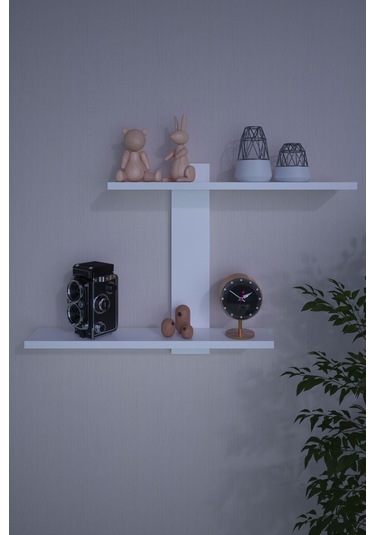 Dekorfim DF05104B Dekoratif Z Raf Kitaplık Duvar Rafı İkili Raf