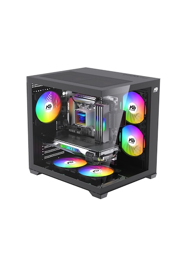 Orion Cube 5x Tuştan Değişen Rgb Fanlı M-atx Boş Bilgisayar Kasası Siyah