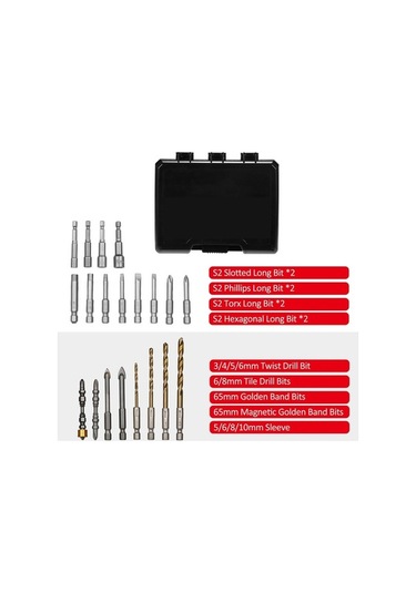 Pazly 20 Adet Ahşap Ve Metal Matkap Ucu Ve Tornavida Seti, Darbeli Sürücü Uçlar, Kullanışlı Ahşap Kutu İle