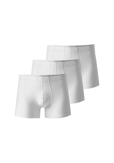 Josejuan 3'Lü Erkek Boxer Koton Likralı Yan Dikişsiz 1001 Beyaz