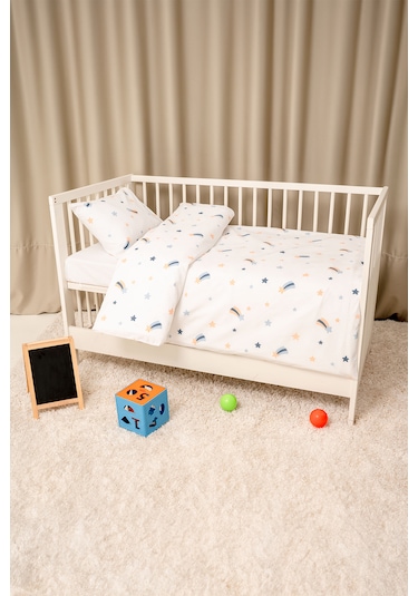 Bebek Nevresim Takımı Fermuarlı 95x145 CM Mavi Yıldız