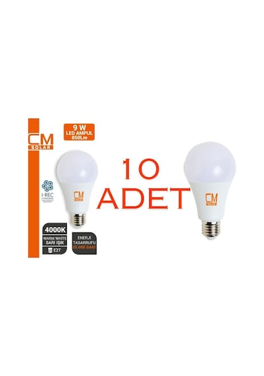 9w E27 Duy 4000k Gün Işığı Led Ev Ampulü 10'lu Paket