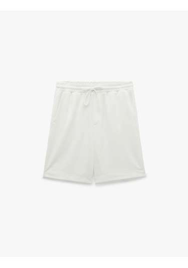 Koton Regular Fit Cepli Bermuda Beli Bağcıklı Şort Ekru 6sam40068mk