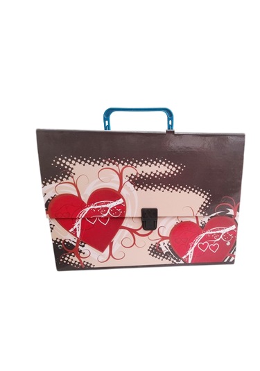 Noki Kutu Klasör Desenli Kulplu Çanta Kalp