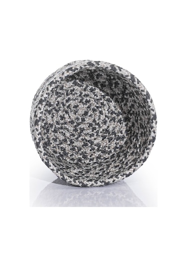 Koza Home Cesta El Yapımı Pamuklu Gri Antrasit Hasır Dekoratif Sepet 3lü Se