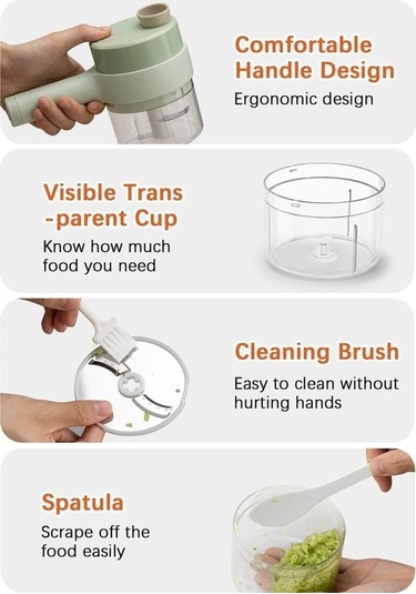 Ulzyvf Createtech Yeşil Sebze Kablosuz El Doğrayıcısı Ambition 4 1 Xb - Pratik Mutfak Yardımcısı Yeşil/ Yeşil