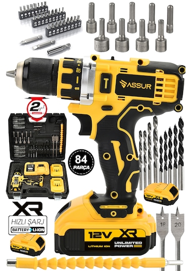 Assur ASR008 12V Çift Akülü Vidalama Sarı