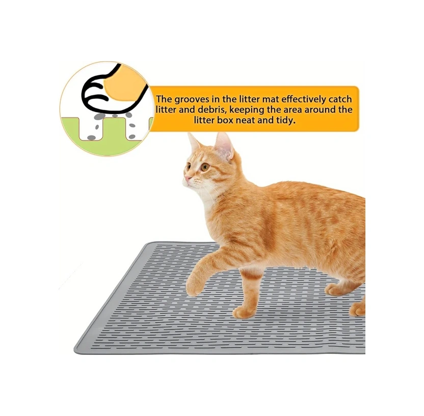 Gateesat 1 Adet Gri Kedi Tuvaleti Pedi, Su Geçirmez Yumuşak Ve Kolay Temizlenen İç Mekan