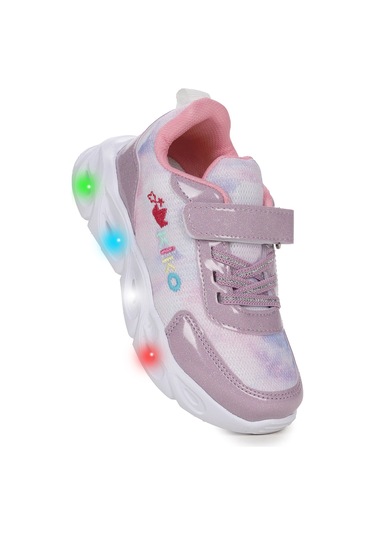 Kiko Kids Teno Cırtlı Işıklı Kız Çocuk Spor Ayakkabı Lila Lila