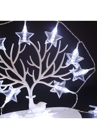 Hdmarketim Yıldız Mandal Led Pilli Şerit Lamba Işık (2 Metre)